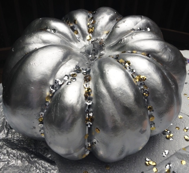 Silver pumpkin with Gold and Silver Sequins