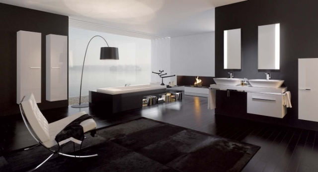 Modern Bathroom with Fireplace