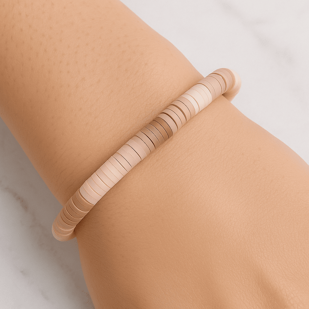 neutral clay bead bracelet