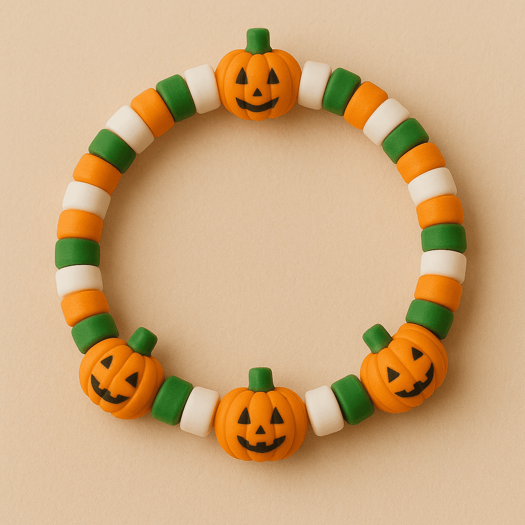 pumpkin clay bead bracelet