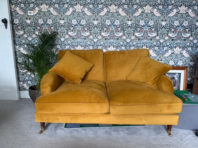 Wayfair yellow velvet sofa