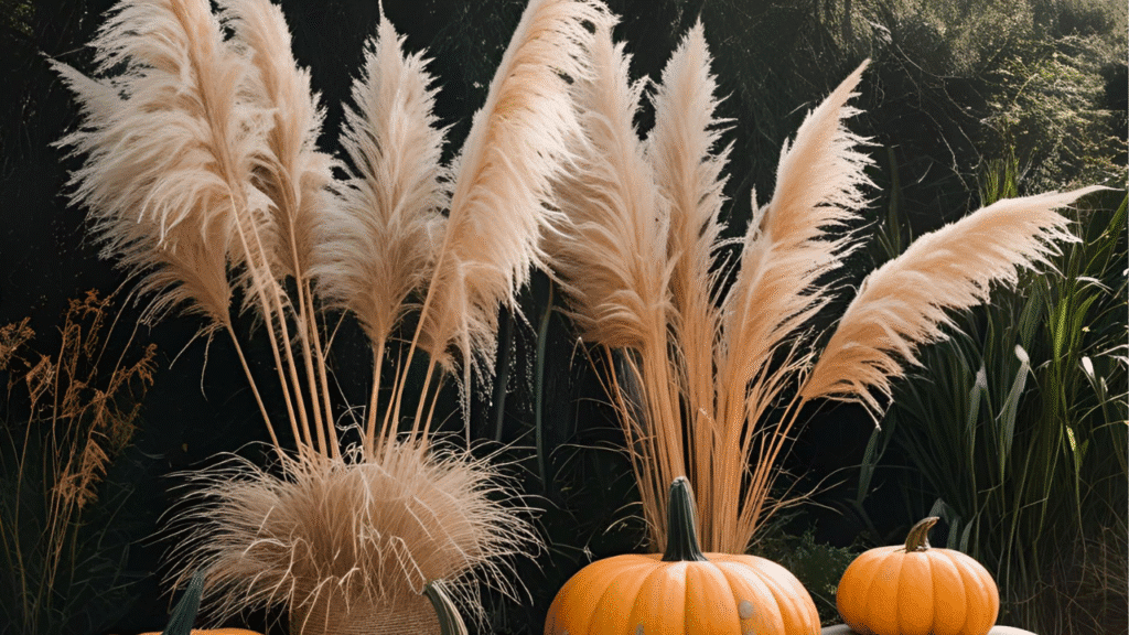 boho halloween decor pampas grass