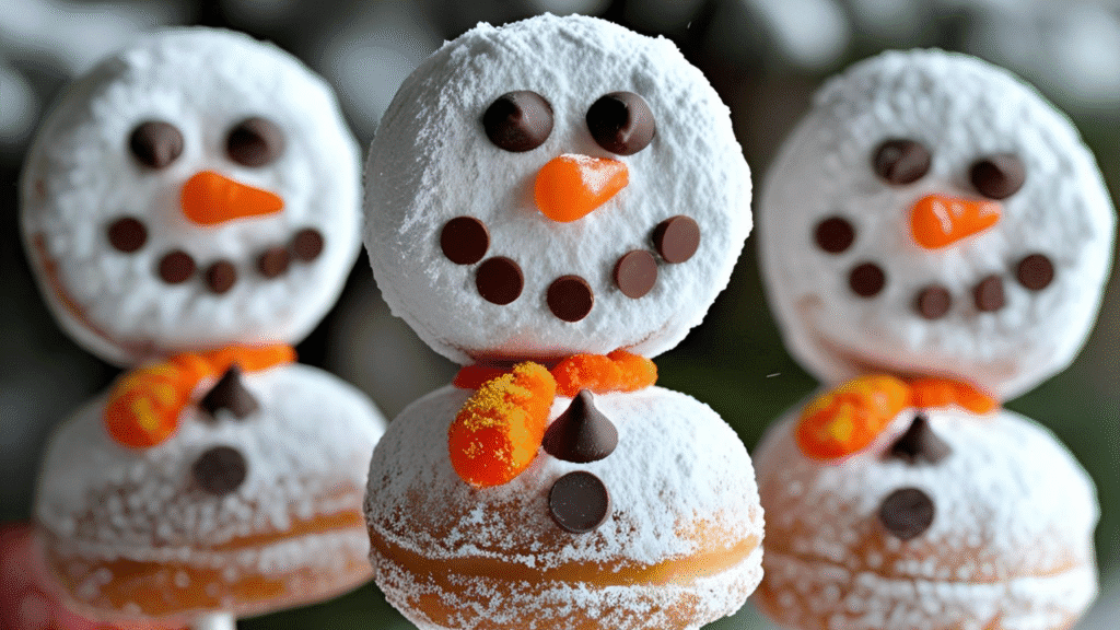 snowman donut pops