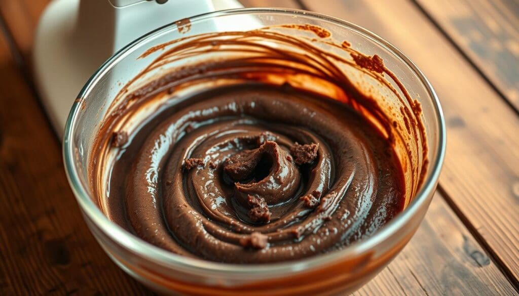 A delectable dairy-free chocolate cake batter, glistening with rich cocoa and fragrant vanilla, nestled against a rustic wooden table. Soft, moist crumbs spill from a mixing bowl, hinting at the decadent treat to come. Warm, golden lighting casts a cozy glow, while the background fades into soft focus, allowing the batter to take center stage. The scene evokes a sense of homemade comfort and healthful indulgence, perfectly capturing the essence of an easy, vegan chocolate cake recipe. A delectable dairy-free chocolate cake batter, glistening with rich cocoa and fragrant vanilla, nestled against a rustic wooden table. Soft, moist crumbs spill from a mixing bowl, hinting at the decadent treat to come. Warm, golden lighting casts a cozy glow, while the background fades into soft focus, allowing the batter to take center stage. The scene evokes a sense of homemade comfort and healthful indulgence, perfectly capturing the essence of an easy, vegan chocolate cake recipe.