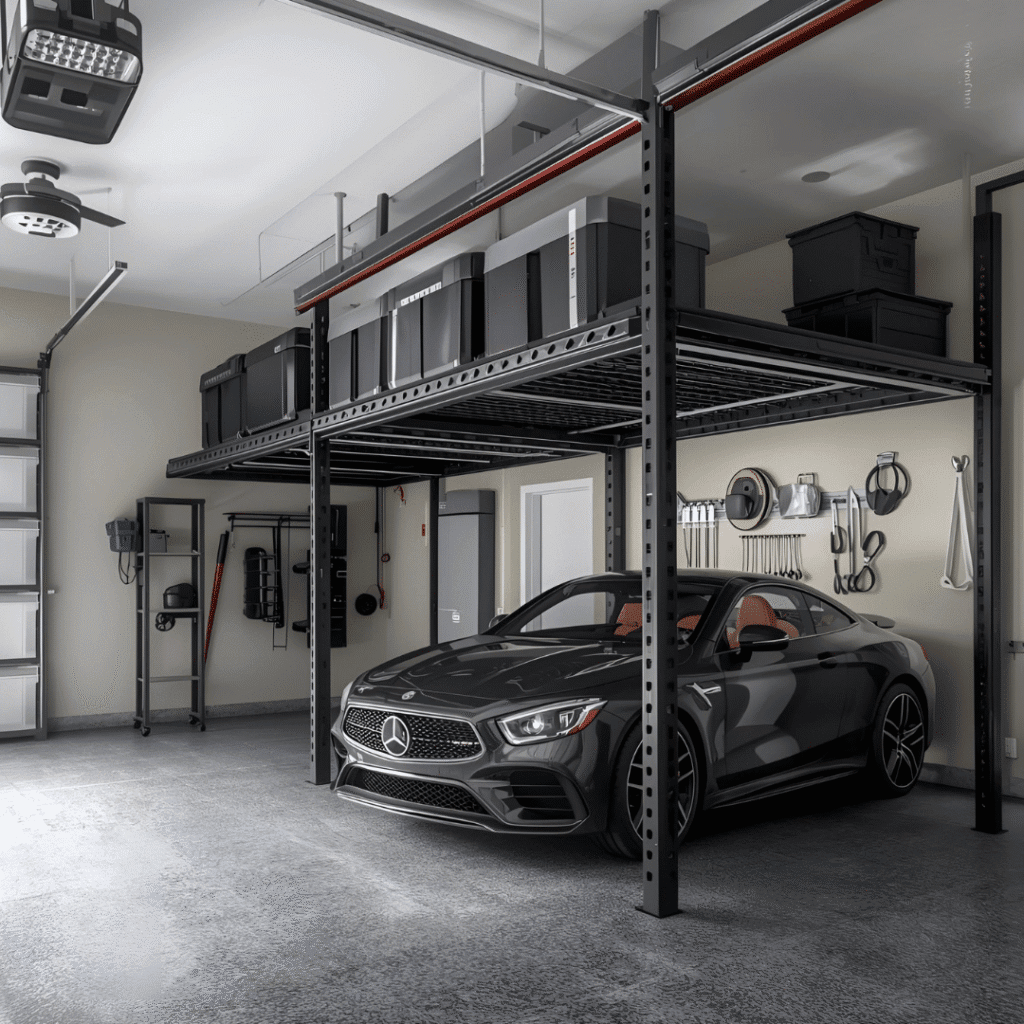 Overhead platform storage garage