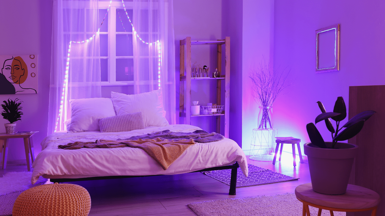 purple bedroom led lights