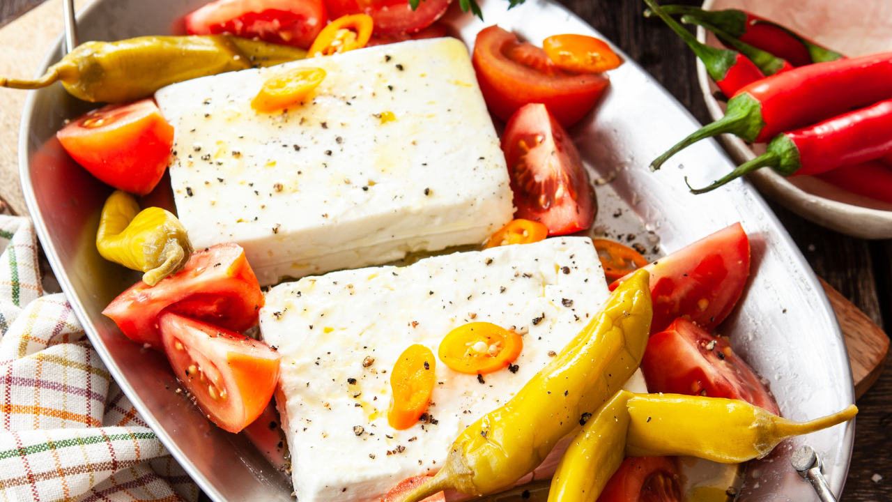 Baked Feta with Tomatoes & Peppers