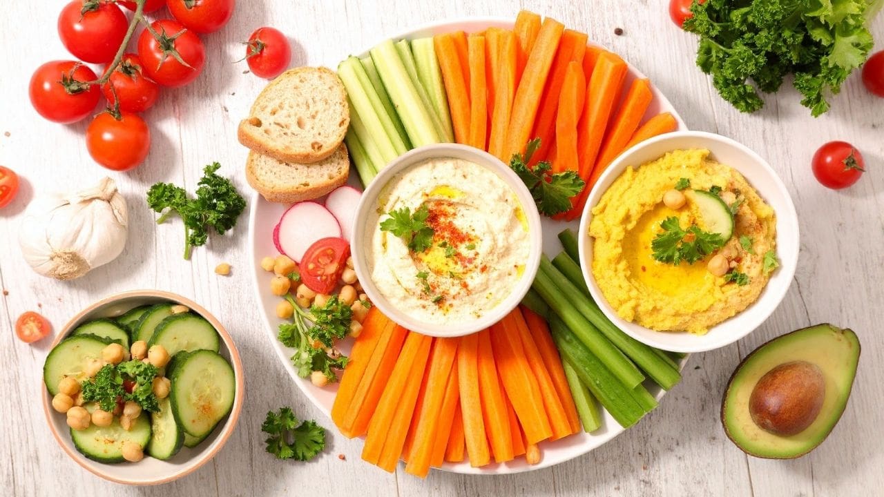 Hummus, Tzatziki, and Crudités