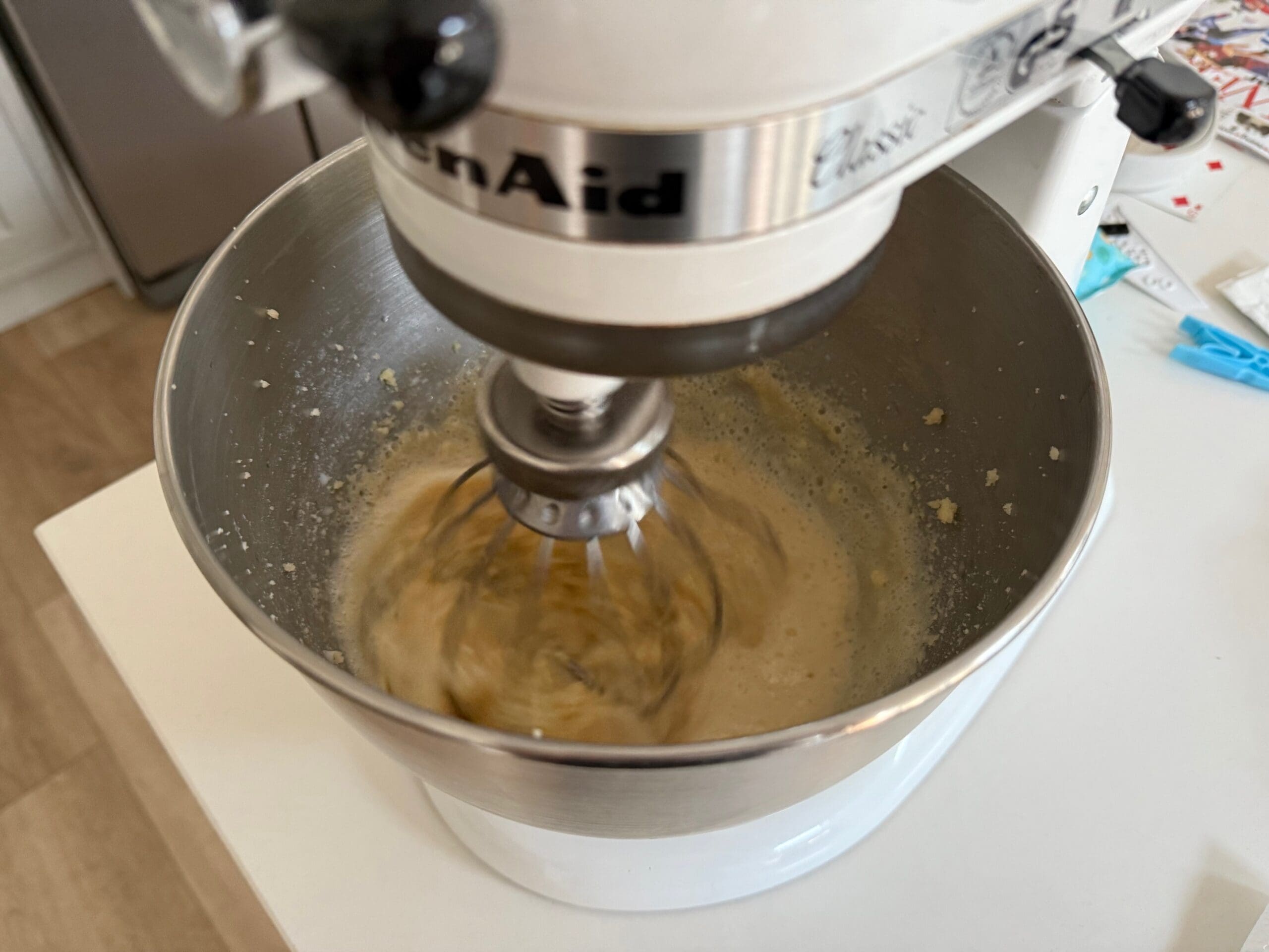 blueberry white chocolate muffins mixing
