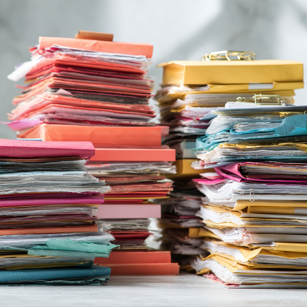 paperwork piles