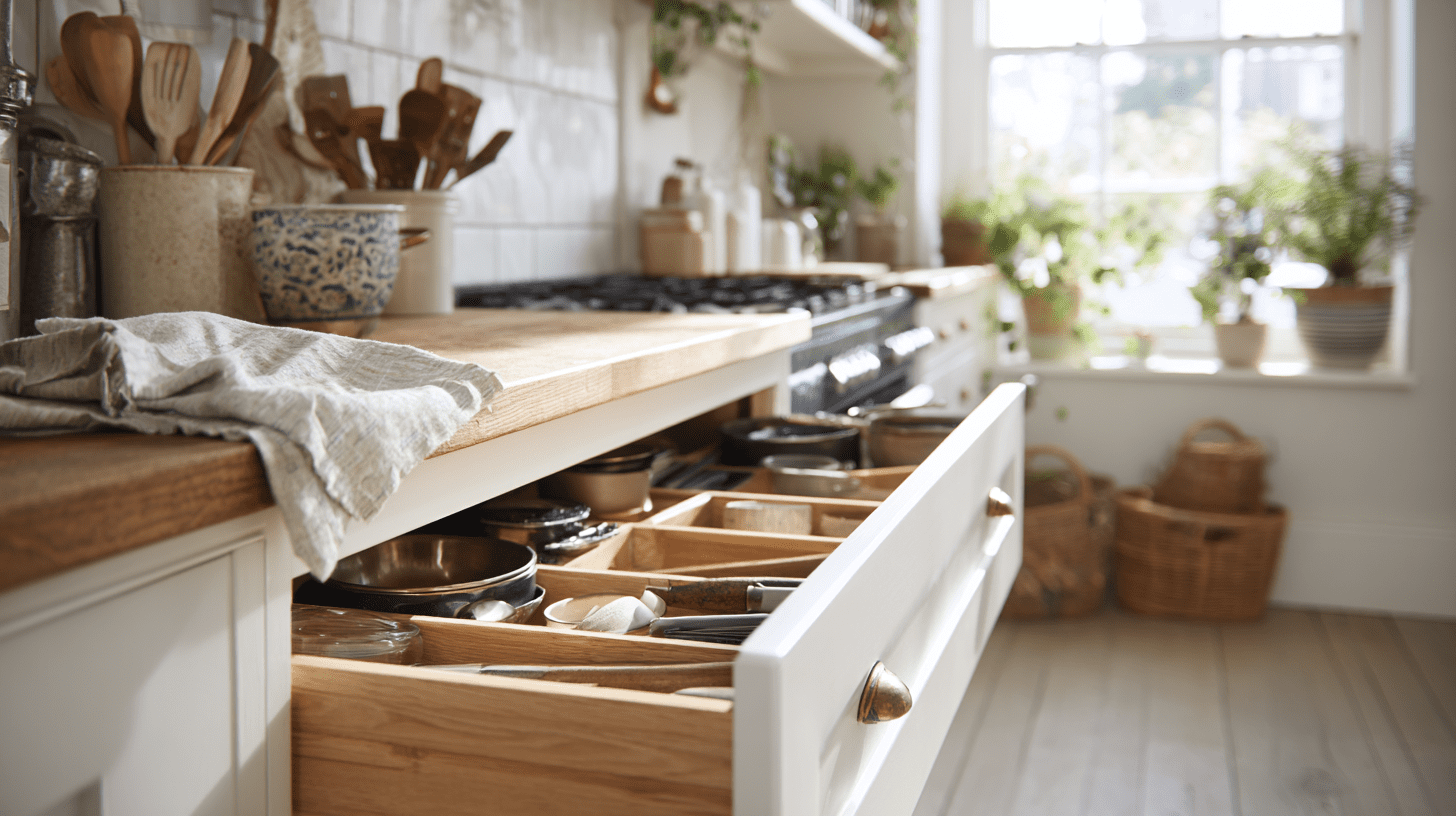 organising deep kitchen drawer