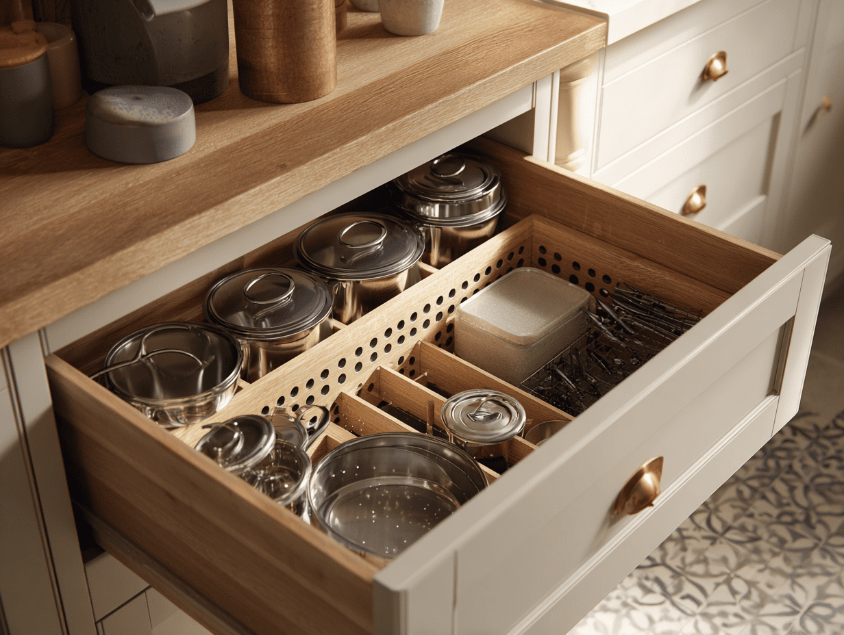 organising deep kitchen drawer