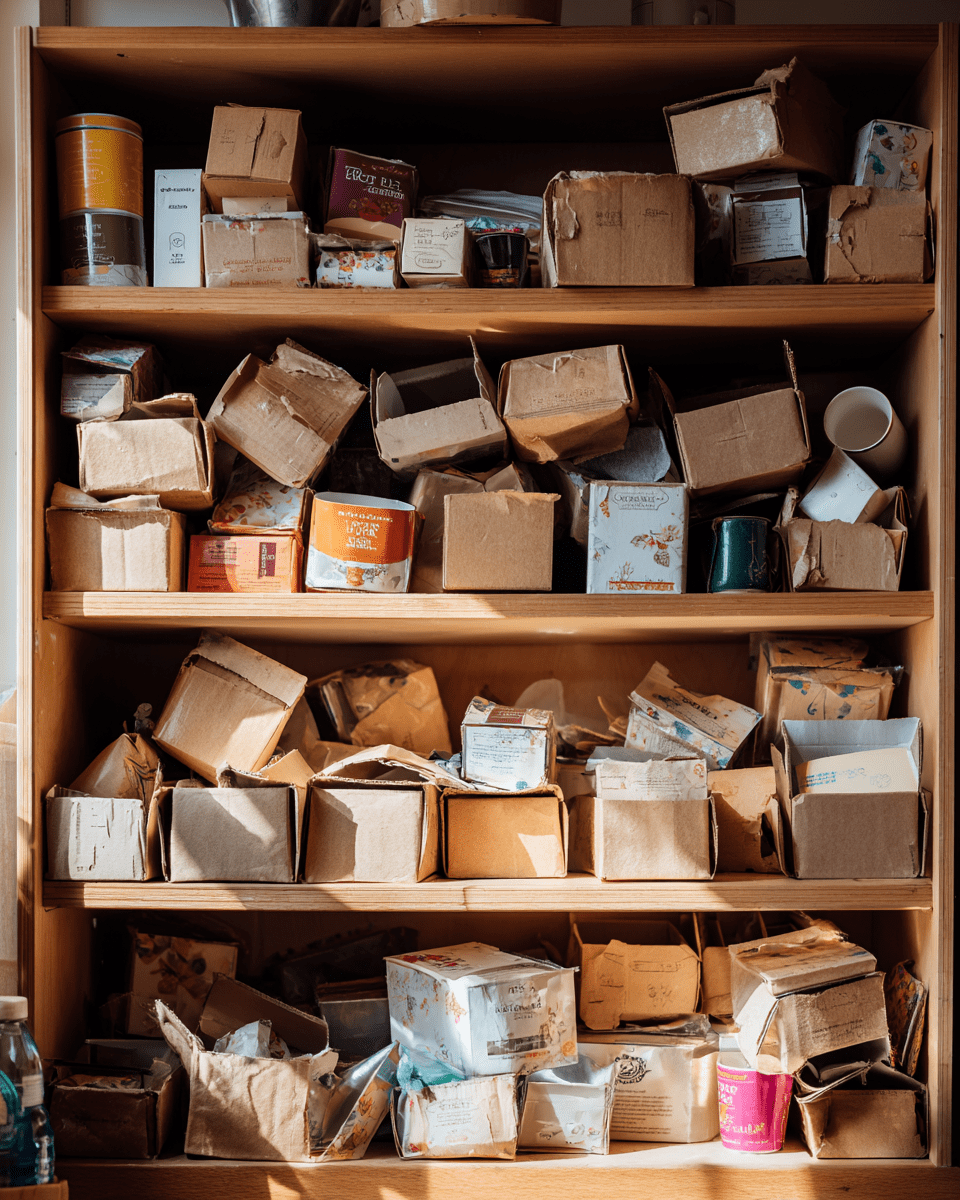 messy teabag cupboard
