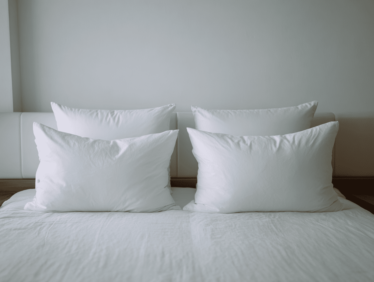 pillows on freshly made bed